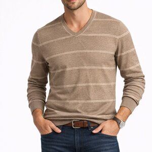 Banana Republic VNeck Striped Sweater Mens Size XL Silk Cotton Cashmere